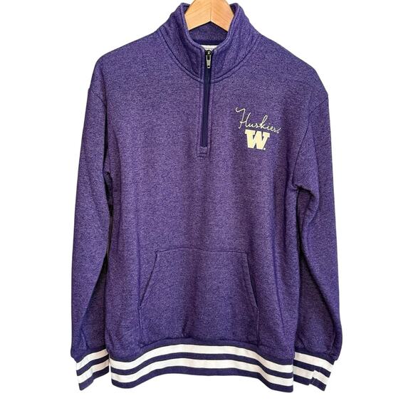 Champion UW Huskies Purple 1/4 Zip Sweatshirt Men’s/Women’s Medium - Picture 2 of 10